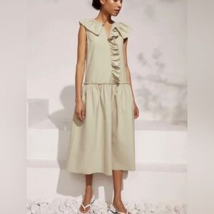 12Storeez Founce pleated cotton dress
